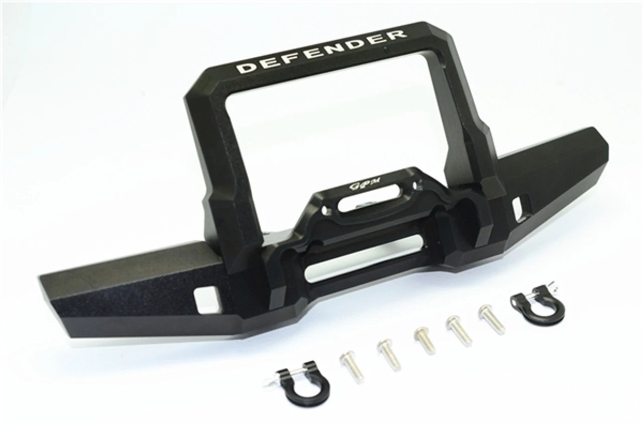 GPM Racing GPM Black Aluminum Front Bumper w/D-Rings for TRX-4 Defender 3 GPM Racing GPM Black Aluminum Front Bumper w/D-Rings for TRX-4 Defender