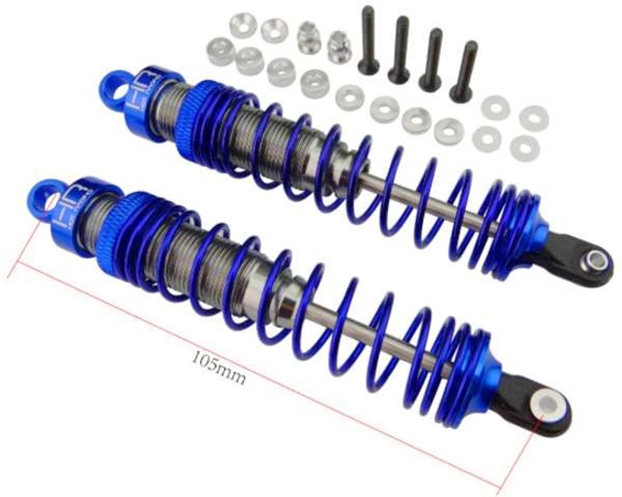 Hot Racing Aluminum 105mm HD Big Bore Rear Shocks for Slash, Stampede, Rustler 3 Hot Racing Aluminum 105mm HD Big Bore Rear Shocks for Slash, Stampede, Rustler