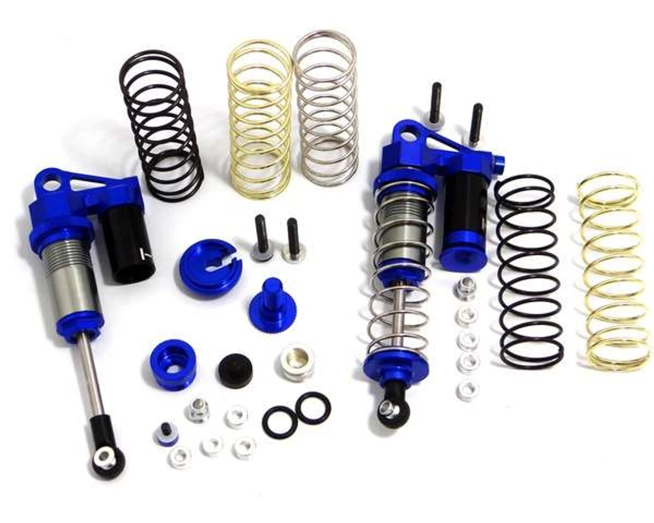 Hot Racing Blue Aluminum 90mm Piggyback Front Shocks for Slash 2WD, Stampede 2WD, Rustler 3 Hot Racing Blue Aluminum 90mm Piggyback Front Shocks for Slash 2WD, Stampede 2WD, Rustler