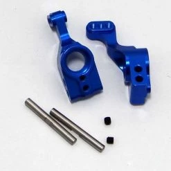 Hot Racing Blue Aluminum Stub Axle Carriers with Multi-Camber Link Mount for 2WD Slash, Rustler