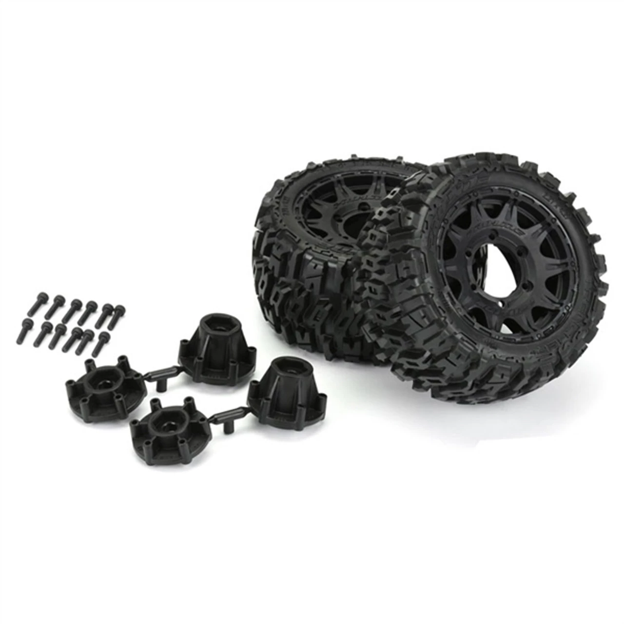 Pro-Line Trencher LP 2.8 Low Profile Tires on Raid Black 6x30 Fr/Rr Wheels (2) 3 Pro-Line Trencher LP 2.8 Low Profile Tires on Raid Black 6x30 Fr/Rr Wheels (2)