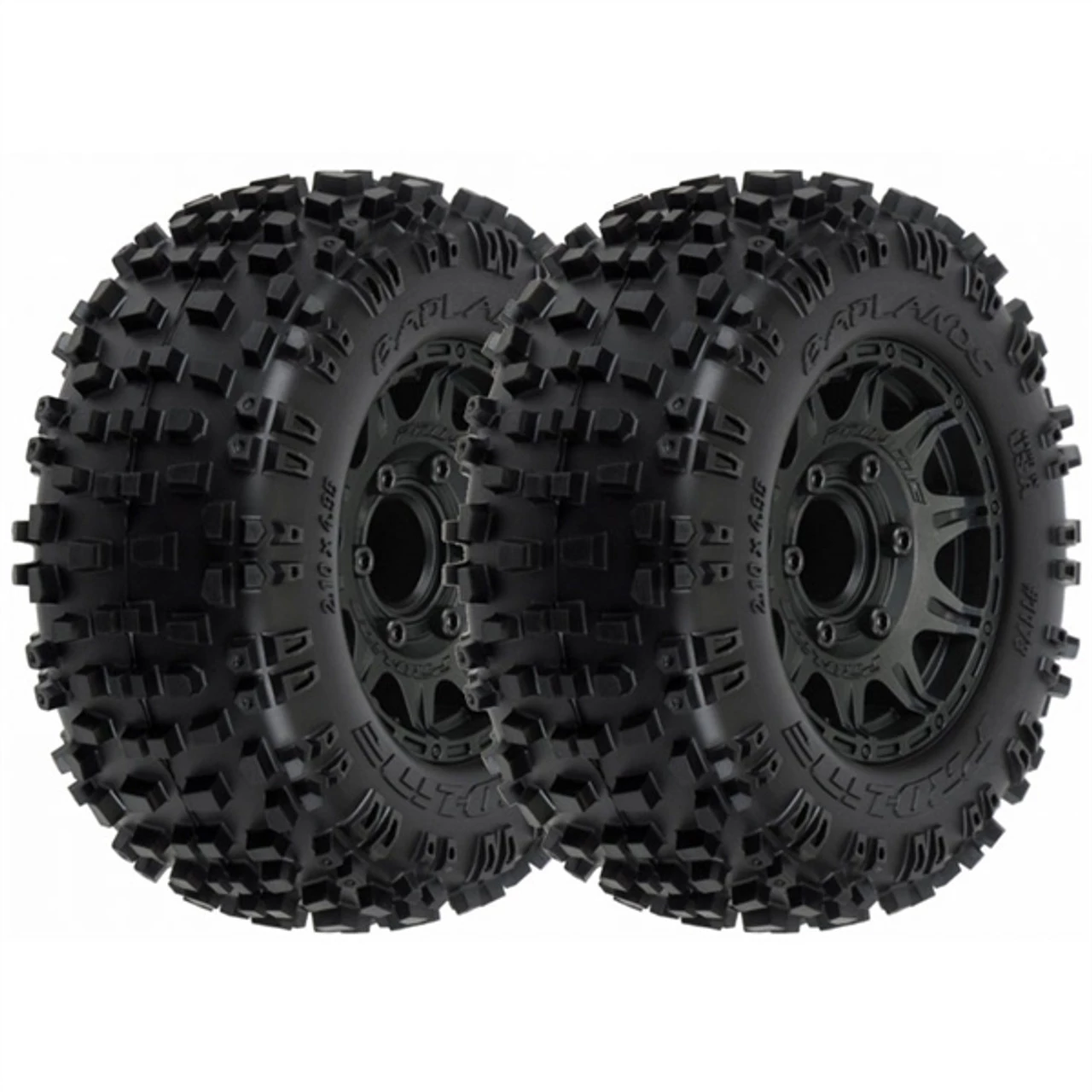 Pro-Line Badlands 2.8 Tires on Raid Black 6x30 Fr/Rr Wheels (2) 3 Pro-Line Badlands 2.8 Tires on Raid Black 6x30 Fr/Rr Wheels (2)