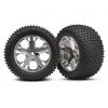 Traxxas Rear Alias Tires w/Chrome Wheels (2): Rustler -Cars & Trucks Sales TRA3770 2 55598.1562582189