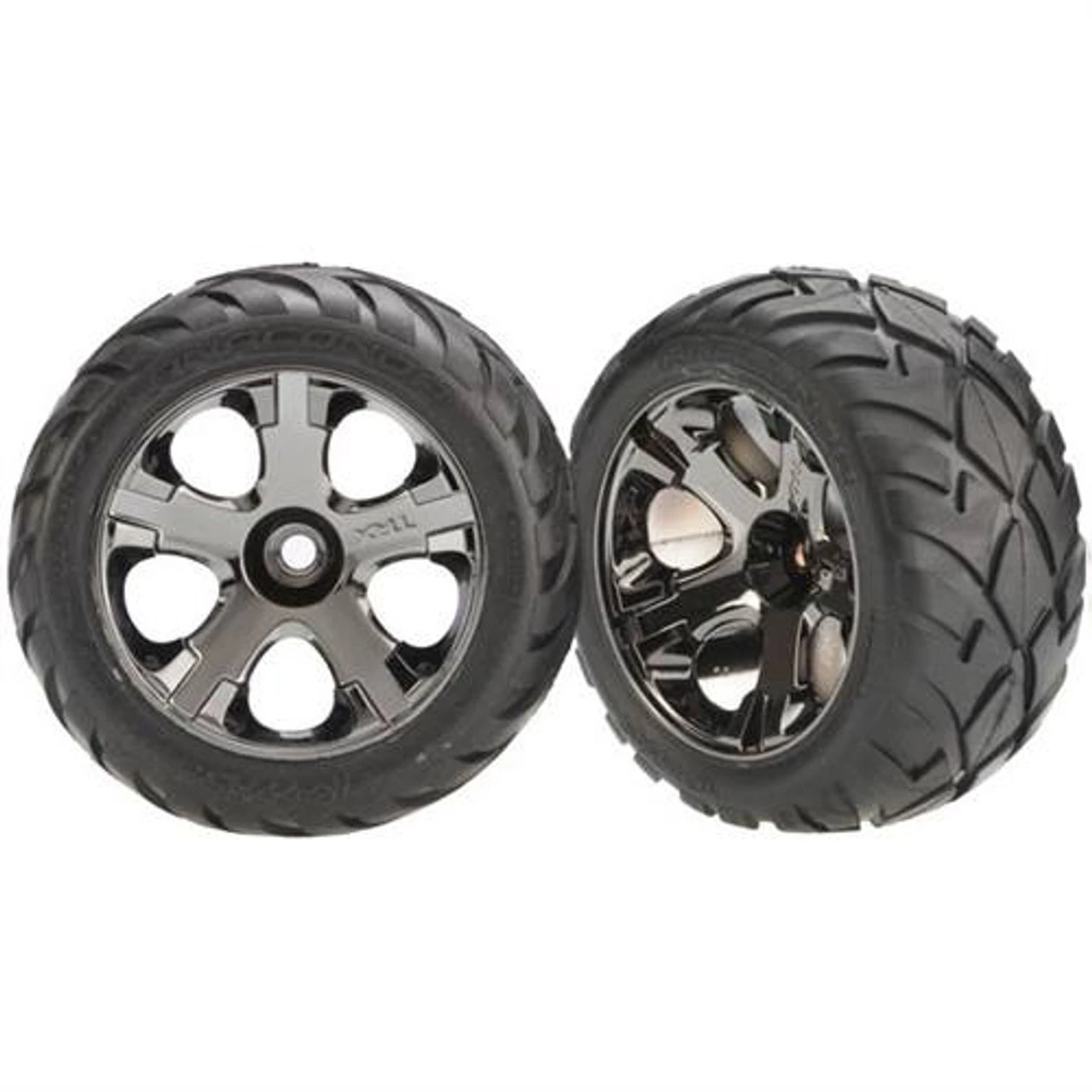 Traxxas Anaconda Tires w/All-Star Black Chrome Wheels for Nitro Front 3 Traxxas Anaconda Tires w/All-Star Black Chrome Wheels for Nitro Front