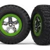 Traxxas Tires & wheels, assembled, glued (SCT, chrome, green beadlock wheel, BFGoodrich Mud-Terrain KM2 tire, foam inserts) (2) (2WD front only) -Cars & Trucks Sales TRA5865 2 08837.1562601353
