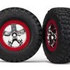Traxxas Tires & wheels, assembled, glued (SCT chrome, red beadlock style wheels, BFGoodrichÃ‚Â® Mud-Terrain T/A KM2 tires, foam inserts) (2)(4WD front/rear, 2WD rear only) -Cars & Trucks Sales TRA5867 2 20276.1562601355