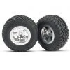 Traxxas Rear Tires & Satin Chrome Wheels (2) Slash -Cars & Trucks Sales TRA5873 2 75372.1562582334