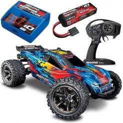 Traxxas Rustler 4x4 VXL RTR Truck & 60+MPH 3S LiPo Combo Blue