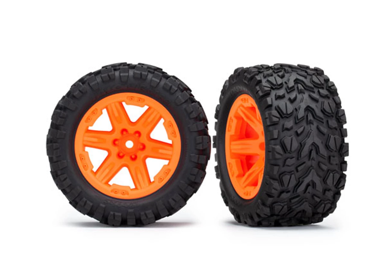 Traxxas Rustler 4x4 Talon Extreme Tires on Orange Wheels (4x4 F/R, 2WD Fr) 3 Traxxas Rustler 4x4 Talon Extreme Tires on Orange Wheels (4x4 F/R, 2WD Fr)