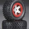 Traxxas Chrome Wheels w/Red Beadlocks & Racing Tires (2): 1/16 Slash -Cars & Trucks Sales TRA7073A 2 42713.1562583648