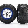 Traxxas Tires and wheels, assembled, glued (Geode chrome, blue beadlock style wheels, Canyon AT tires, foam inserts) (1 left, 1 right) -Cars & Trucks Sales TRA7274 2 24075.1562601747