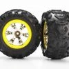 Traxxas Tires and wheels, assembled, glued (Geode chrome, yellow beadlock style wheels, Canyon AT tires, foam inserts)(1 left, 1 right) -Cars & Trucks Sales TRA7276 2 14693.1562601749