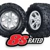 Traxxas X-Maxx Tires Pre-Mounted on Satin Chrome Wheels -Cars & Trucks Sales TRA7772R 2 16817.1562665767