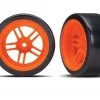 Traxxas 4-Tec 2.0 Rear Drift Tires on Split-Spoke Orange Wheels (2) -Cars & Trucks Sales TRA8377A 2 64852.1562668075