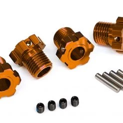 Traxxas Orange Aluminum 17mm Spline Wheel Hubs (4) w/Pins & Set Screws