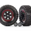 Traxxas 2.2 Black Wheels & Tires with Caps & Simulated Beadlock Rings (requires #8255A stub axle) for TRX-4 & TRX-6