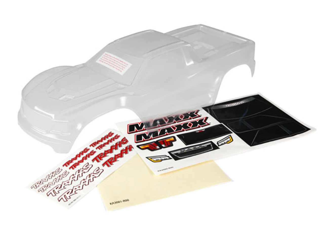 Traxxas Maxx Clear Body with Window Masks & Decals 3 Traxxas Maxx Clear Body with Window Masks & Decals