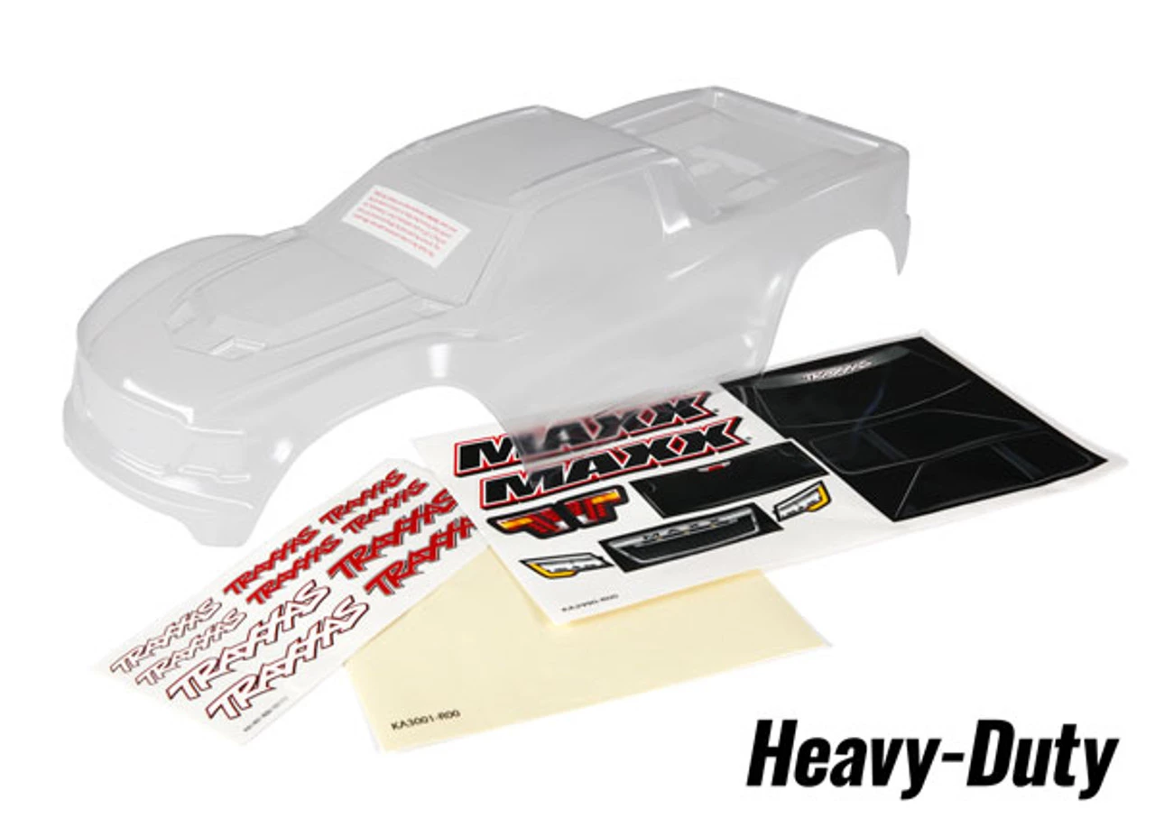 Traxxas Maxx Heavy Duty Clear Body w/Masks & Decals (Clear, Trimmed, Requires Painting) 3 Traxxas Maxx Heavy Duty Clear Body w/Masks & Decals (Clear, Trimmed, Requires Painting)