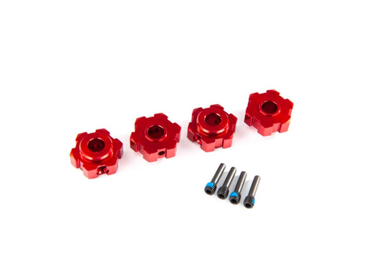 Traxxas Maxx Red Aluminum Hex Wheel Hubs (4) & 4x13mm Screw Pins (4) 3 Traxxas Maxx Red Aluminum Hex Wheel Hubs (4) & 4x13mm Screw Pins (4)