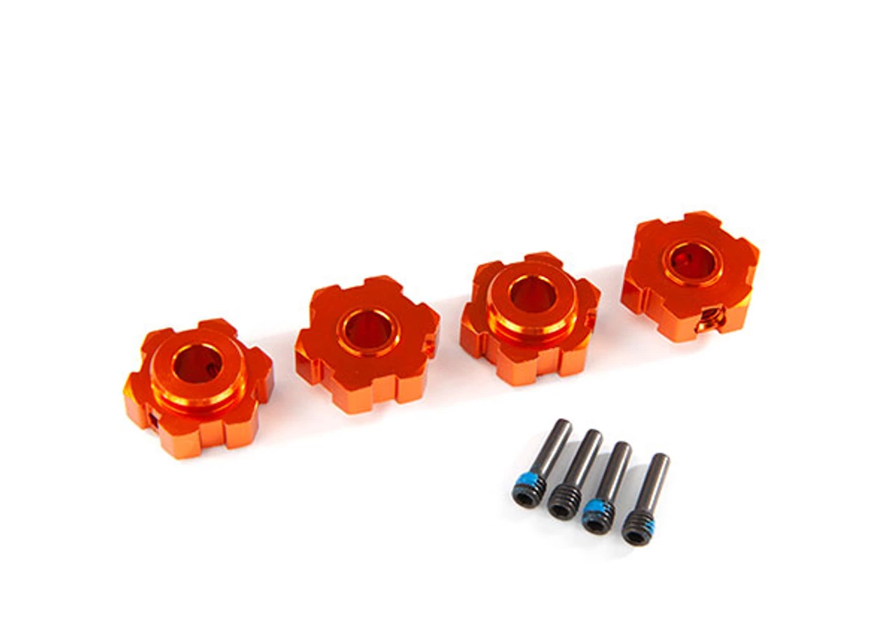 Traxxas Maxx Orange Aluminum Hex Wheel Hubs (4) & 4x13mm Screw Pins (4) 3 Traxxas Maxx Orange Aluminum Hex Wheel Hubs (4) & 4x13mm Screw Pins (4)