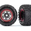 Traxxas Maxx MT Tires on Black Wheels with Red Beadlock Look & 17mm Splined Hex (2) -Cars & Trucks Sales TRA8972R 62417.1602640360