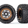 Traxxas Maxx MT Tires on Black Wheels with Orange Beadlock Look & 17mm Splined Hex (2) -Cars & Trucks Sales TRA8972T 73219.1602640360