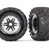 Traxxas Maxx MT Tires on Black Wheels with Satin Chrome Beadlock Look & 17mm Splined Hex (2) -Cars & Trucks Sales TRA8972X 03126.1602640360