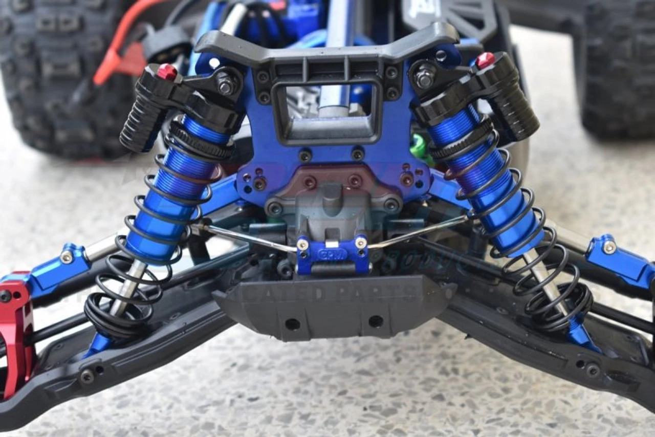 GPM Racing GPM Aluminum 6061-T6 Front L-shape Adjustable Spring Dampers for Traxxas Sledge (Blue) 4 GPM Racing GPM Aluminum 6061-T6 Front L-shape Adjustable Spring Dampers for Traxxas Sledge (Blue) - Image 2